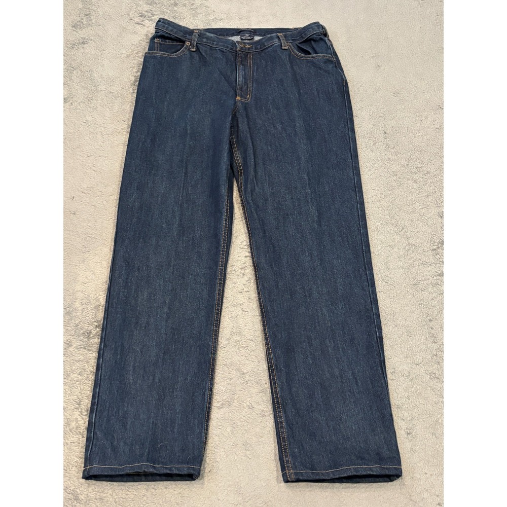 Lands End Traditional Fit Jeans Mens 35 Indigo Blue Denim Straight Leg 313731